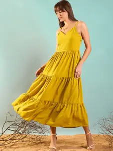 RARE Shoulder Straps Tiered Fit & Flare Maxi Dress