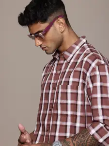 The Roadster Lifestyle Co. Men Checked Relaxed Fit Pure Cotton Casual Shirt