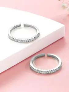 Peora Silver-Plated Cubic Zirconia Toe Rings