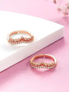 Peora Rose Gold-Plated Cubic Zirconia Toe Rings