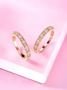 Peora Rose Gold-Plated Cubic Zirconia Toe Rings