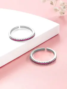 Peora Silver-Plated Cubic Zirconia Toe Rings