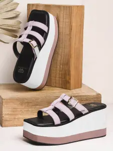 THE WHITE POLE  Platform Heel Sandal With Buckles