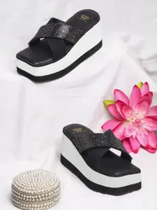 THE WHITE POLE Embellished Platform Heel Sandal