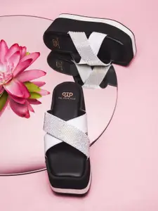 THE WHITE POLE Embellished Platform Heel Sandal