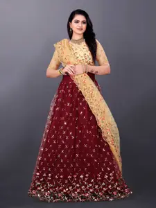 DDRS FASHION Embroidered Sequinned Ready to Wear Lehenga & Unstitched Blouse With Dupatta
