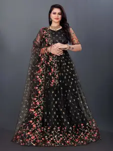 DDRS FASHION Embroidered Sequinned Ready to Wear Lehenga & Unstitched Blouse With Dupatta