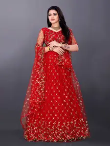 DDRS FASHION Embroidered Sequinned Ready to Wear Lehenga & Unstitched Blouse With Dupatta