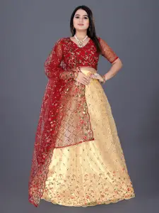 DDRS FASHION Embroidered Sequinned Ready to Wear Lehenga & Unstitched Blouse With Dupatta