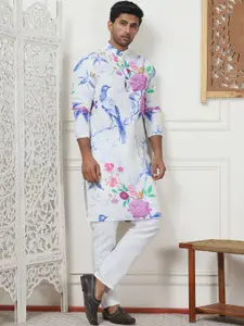 Jompers Floral Printed Straight Pure Cotton Kurta with Pyjamas