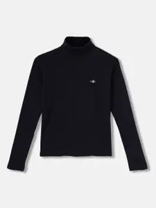 GANT Boys Navy Solid Turtle Neck Sweatshirt