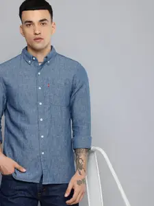 Levis Cotton Linen Slim Fit Opaque Denim Casual Shirt