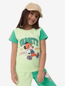 The Souled Store Girls Varsity Graphic Mickey Mouse Printed Cotton T-shirt