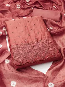 Peachmode Floral Embroidered Unstitched Dress Material