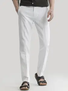 Snitch Men Smart Slim Fit Linen Trousers