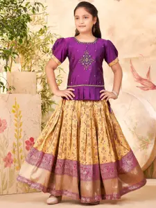 BAESD Girls Embroidered Beads and Stones Ready to Wear Lehenga & Blouse