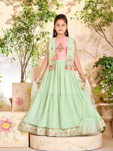 Aarika Girls Embellished Beads and Stones Ready to Wear Lehenga & Blouse With Dupatta