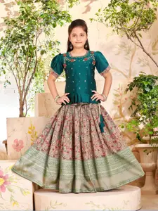 Aarika Girls Embroidered Beads and Stones Ready to Wear Lehenga & Blouse