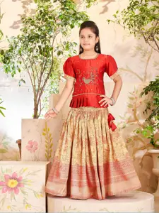 Aarika Girls Embroidered Beads and Stones Ready to Wear Lehenga & Blouse