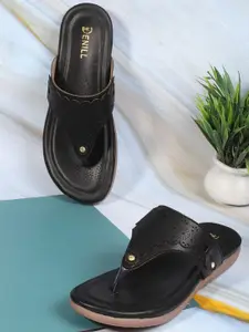 Denill Women T-Straps Flats with Laser Cuts