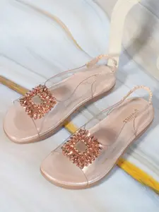 Denill Women Embellished Open Toe Flats