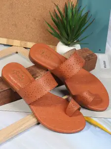 Denill Women One Toe Flats with Laser-Cuts