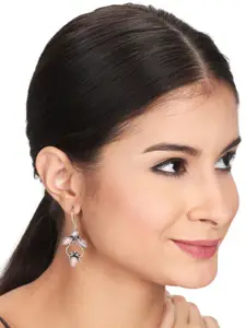 Anvik Contemporary Silver Plated Artificial Stones Drop Earrings