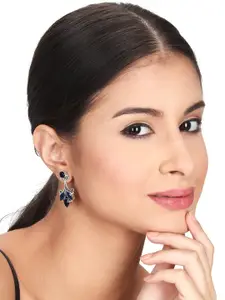 Anvik Contemporary Silver Plated Artificial Stones Drop Earrings