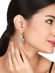 Anvik Contemporary Silver Plated Artificial Stones Drop Earrings