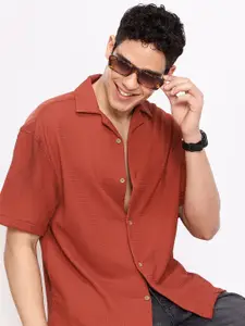 Aeropostale Textured Drop-Shoulder Sleeves Relaxed Fit Casual Shirt