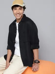 Aeropostale Relaxed Fit Textured Self Design Drop-Shoulder Sleeves Casual Shirt