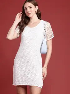 all about you Pure Cotton Self Design Sheath Dress