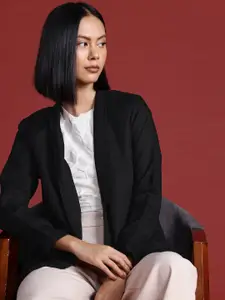 All About You Formals Shawl Collar Self-Striped Open-Front Blazer