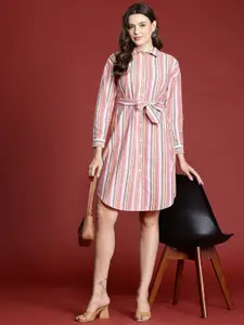all about you Pure Cotton Striped Shirt Dress with Belt