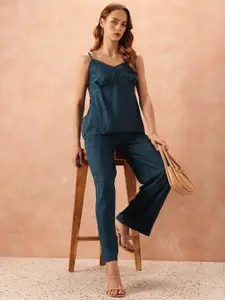 all about you Self Striped Top & Trouser