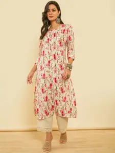 Soch Round Neck Floral Printed Straight Kurta
