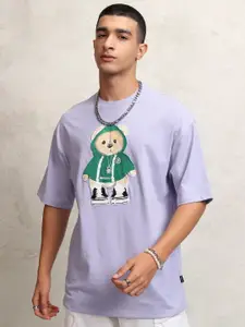 HIGHLANDER Men Graphic Printed Embroidered Round Neck Oversized T-shirt