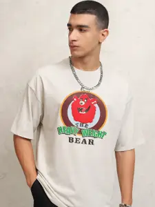 HIGHLANDER Men Typography Printed Round Neck Oversized T-shirt