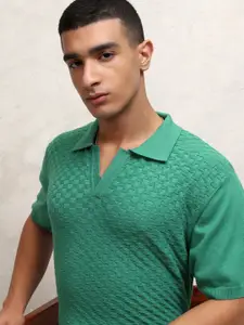 Highlander Men Knitted Textured Polo Collar Tshirt
