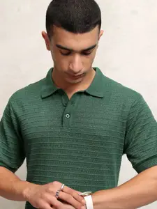 Highlander Men Textured Relaxed Fit Knitted Polo Collar T-shirt