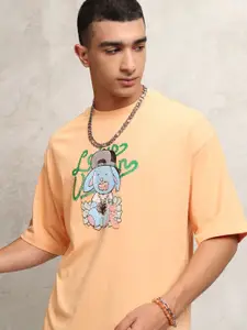 HIGHLANDER Men Graphic Printed Embroidered Round Neck Oversized T-shirt
