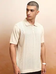 Highlander Men Knitted Textured Polo Collar Tshirt