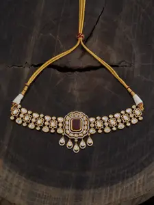 Kushal's Fashion Jewellery Kundan Stone Studded Necklace