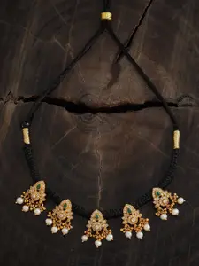 Kushal's Fashion Jewellery Embellished Bridal Gold-Plated 925 Silver Temple Necklace