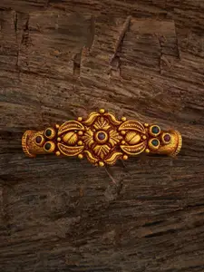 Kushal's Fashion Jewellery Embellished Bridal 92.5 Silver Gold-Plated Ruby Stone Bangle