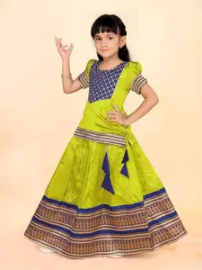 BAESD Girls Embellished Puffed Sleeves Zari Ready to Wear Lehenga Choli