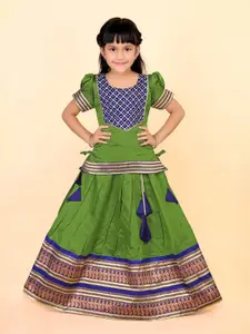 BAESD Girls Embellished Puffed Sleeves Zari Ready to Wear Lehenga Choli
