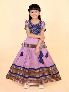 BAESD Girls Embellished Puffed Sleeves Zari Ready to Wear Lehenga Choli