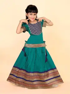 BAESD Girls Embellished Puffed Sleeves Zari Ready to Wear Lehenga Choli