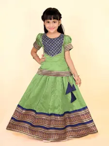 BAESD Girls Embellished Puffed Sleeves Zari Ready to Wear Lehenga Choli